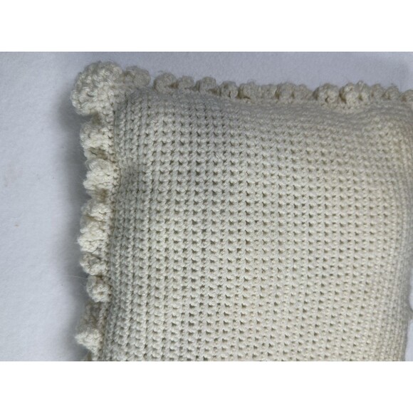 Vintage Granny Square Hand Made Crochet Pillow Purple Ruffle - Picture 5 of 8
